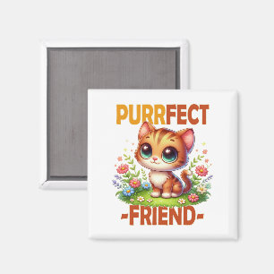 Aimant Purrfect Friend pun Cute orange chat chaton dessin