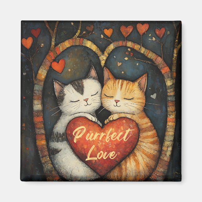 Aimant Purrfect Love A Cosy Cat Embrasser Artwork (Devant)