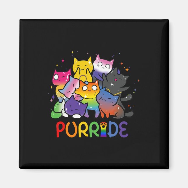 Aimant Purride Cat Pride Ally Lgbt Arc-en-ciel Amoureux d (Devant)