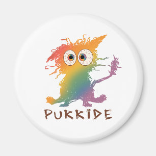 Aimant Purride - Chat arc-en-ciel avec fourrure Messy LGB