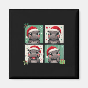 Aimant Pygmy Hippo meme Père Noël Casquette Photoboooooot