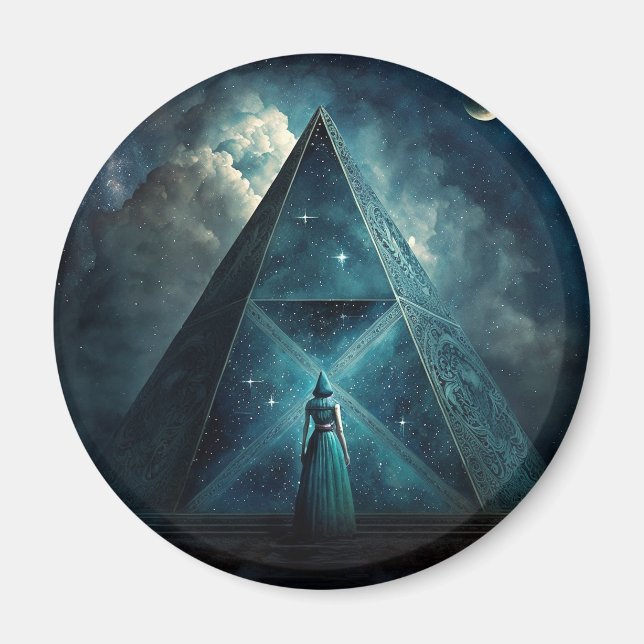 Aimant Pyramide Bleue Surréaliste Art Visionnaire (Devant)