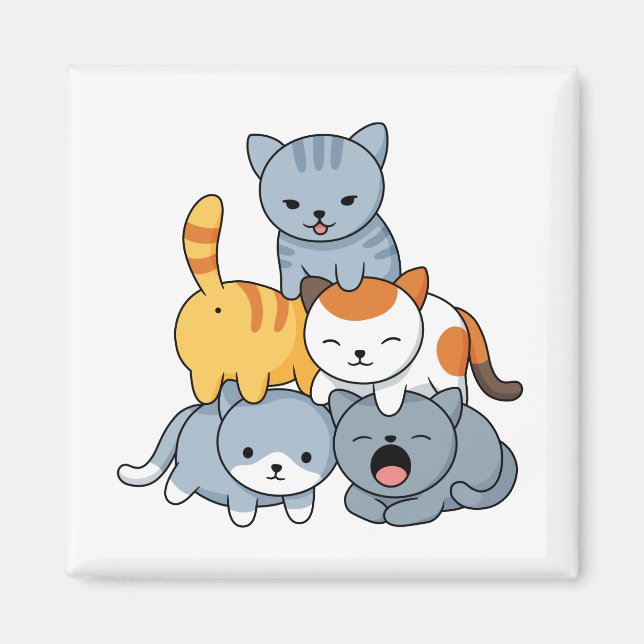 Aimant Pyramide de chats - Groupe de chats (Devant)
