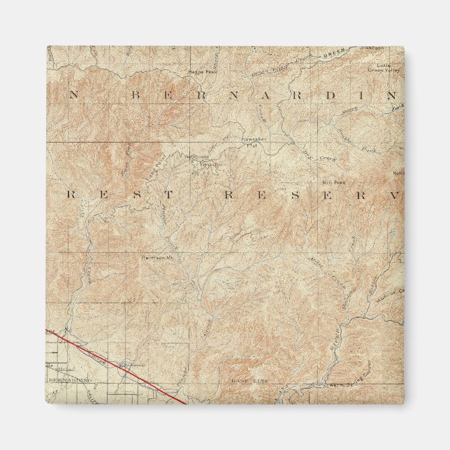 Aimant quadrilatère Redlands montrant San Andreas Rift (Devant)