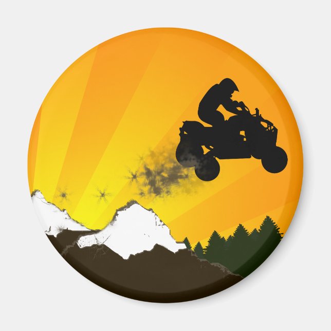 Aimant quads. coucher de soleil orange. (Devant)