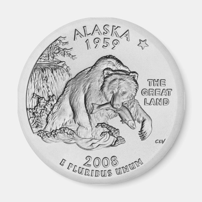 Aimant Quarter de l'État d'Alaska (Devant)