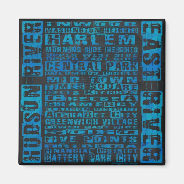 Aimant Quartiers NYC Bleu (Devant)