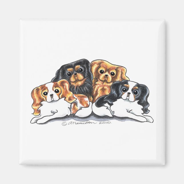 Aimant Quatre Cavalier King Charles Spaniels (Devant)