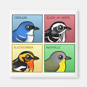 Aimant Quatre fauvettes de couleur