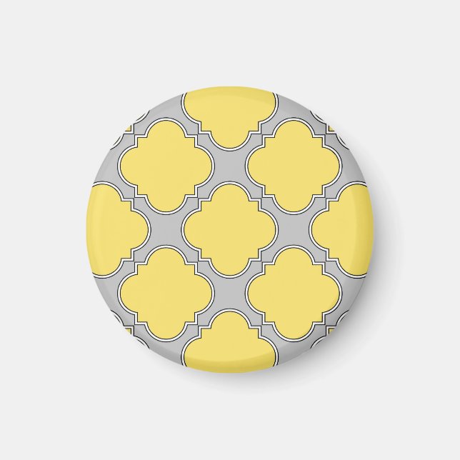 Aimant Quatrefoil jaune et gris (Devant)