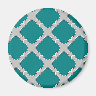 Aimant Quatrefoil turquoise et gris
