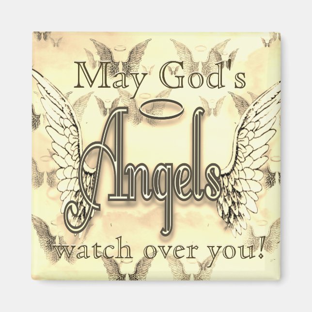 Aimant Que les anges de Dieu vous surveillent ! (Devant)