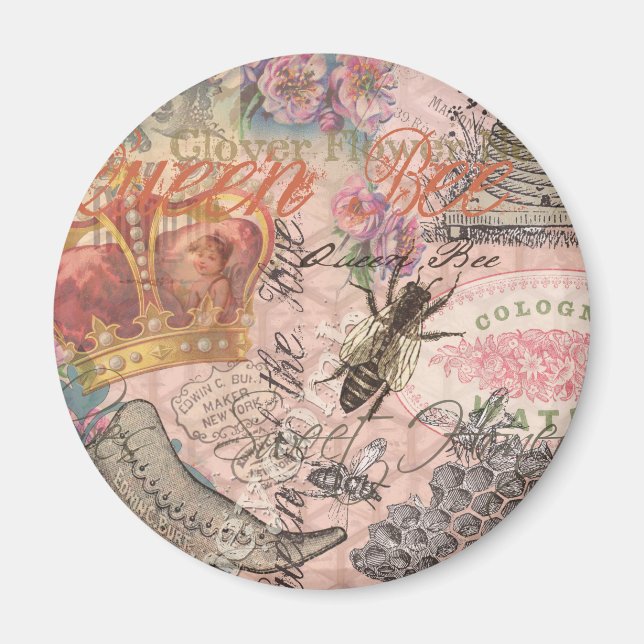 Aimant Queen Bee Vintage magnifique collage (Devant)