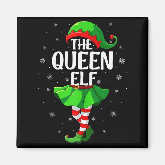 Aimant Queen Elf Christmas Girls Women Elf Squad Xmas Fam (Devant)