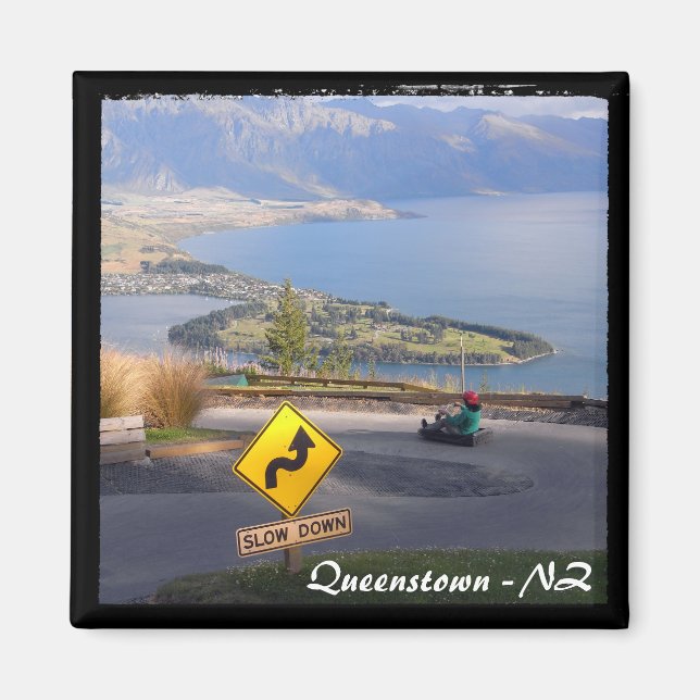 Aimant Queenstown, Nouvelle-Zélande - Luge 2 (Frigo Magne (Devant)
