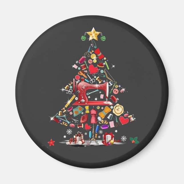 Aimant Quilter Merry Christmas Tree Quilt Block Quilting  (Devant)