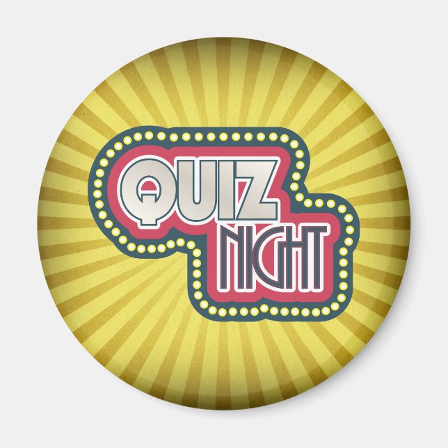 Aimant Quiz Nuit Trivia Party Jaune Sunburst (Devant)