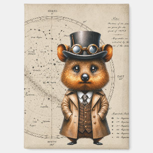 Aimant Quokka astronome steampunk avec carte de constella