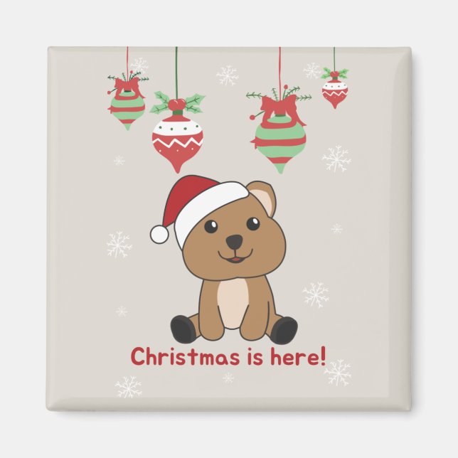 Aimant Quokka Noël Neige Hiver Animaux Quokkas Magne (Devant)