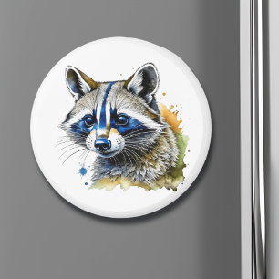 Aimant Raccoon à l'aquarelle