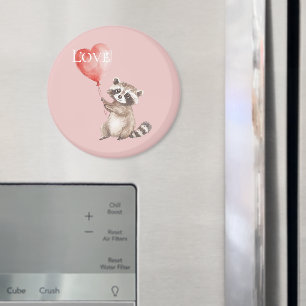Aimant Raccoon avec un amour de ballon