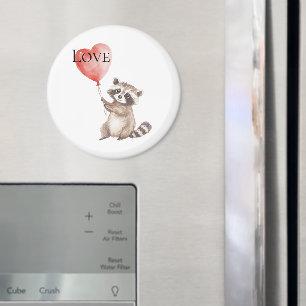 Aimant Raccoon blanc avec un amour de ballon