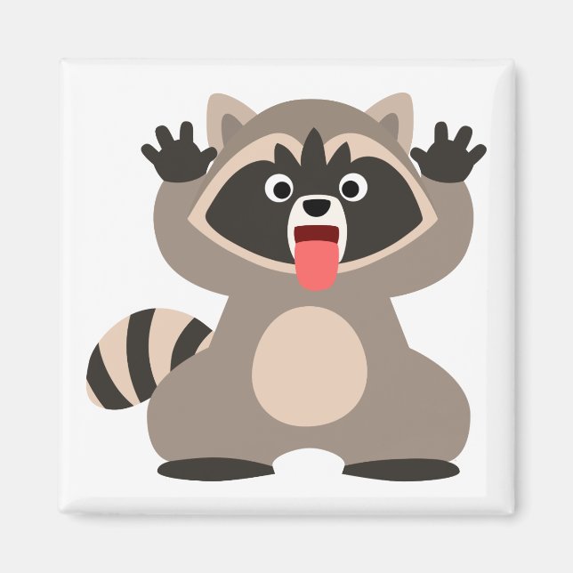 Aimant Raccoon de caricature très épais (Devant)