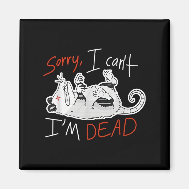 Aimant Raccoon Sorry I Can't I'm Dead Rat  (Devant)
