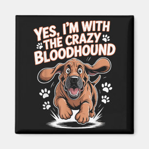 Aimant Race de chien drôle et mignon avec le Bloodhound f