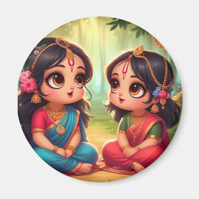Aimant Radha Rani souriant mignon avec un ami (Devant)