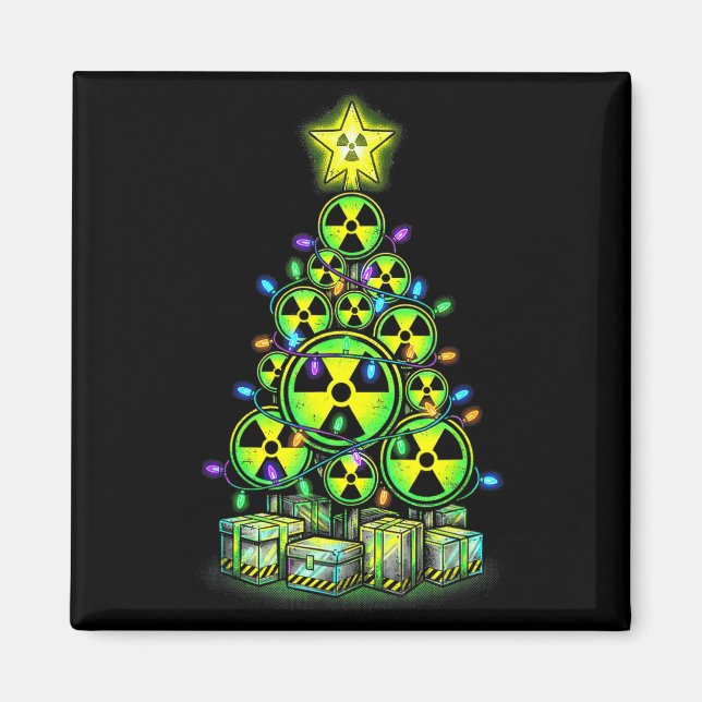 Aimant Radioactive Christmas Tree Graphic Nuclear Warning (Devant)