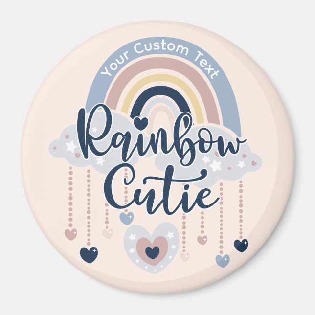 Aimant Rainbow Cutie and Hearts Girl or Boy Custom Text B (Devant)