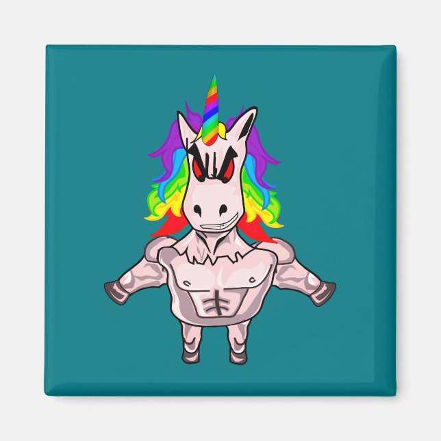 Aimant Rainbow Hair Musculaire Unicorn Body Building (Devant)
