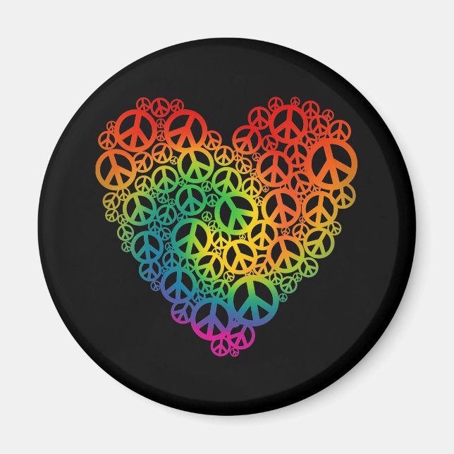 Aimant Rainbow Peace Heart (Devant)