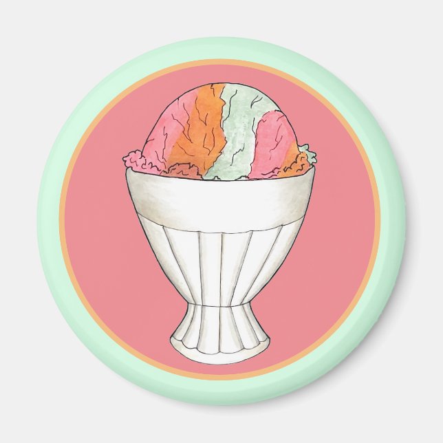 Aimant Rainbow Sherbet crème glacée Sorbet Dessert Scoop (Devant)