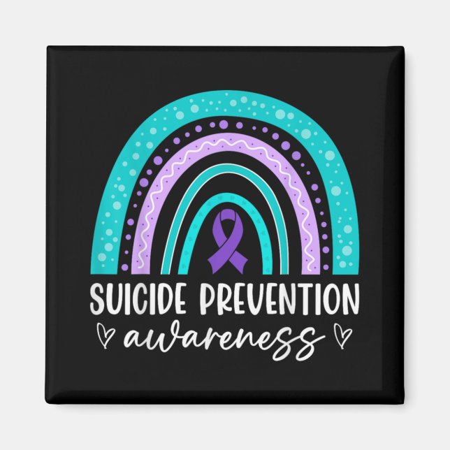 Aimant Rainbow Suicide Prevention Awareness Teal Amp Pu  (Devant)