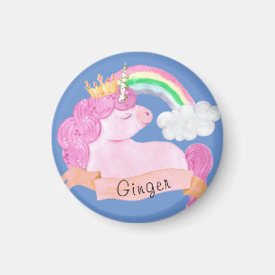 Aimant 🌈 Rainbow Unicorn Nom personnalisé