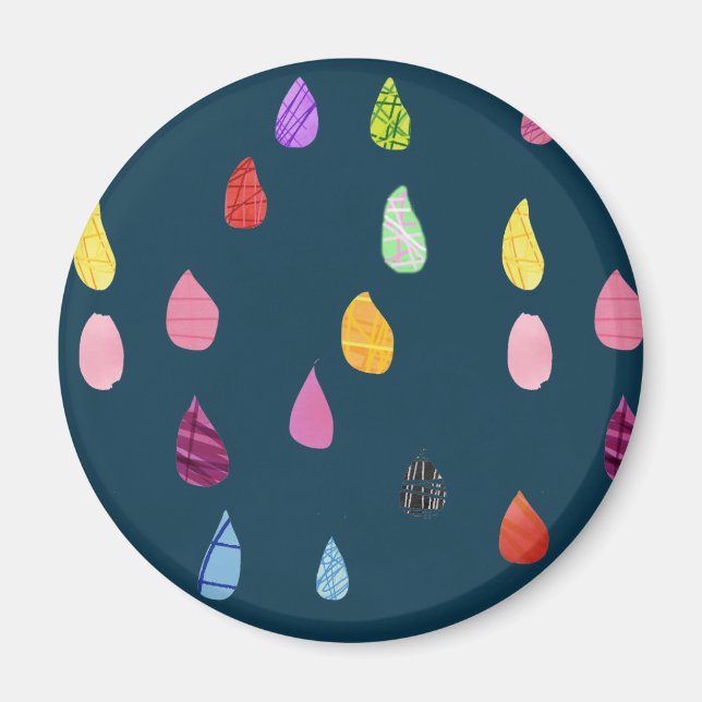 Aimant Raindrops collage d'art collage mignon boho (Devant)