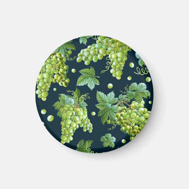 Aimant Raisin vert : Aquarelle Motif foncé (Devant)