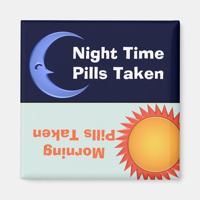 Aimant Rappel de médicaments de jour et de nuit (Devant)