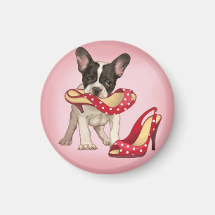Aimant Raquette à pointes en français bulldog et polka