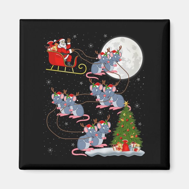 Aimant Rat Rodents Santa Sleigh Flying Funny Magical Chri (Devant)