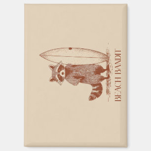 Aimant Raton laveur surfeur bandit de la plage – Drôle vi