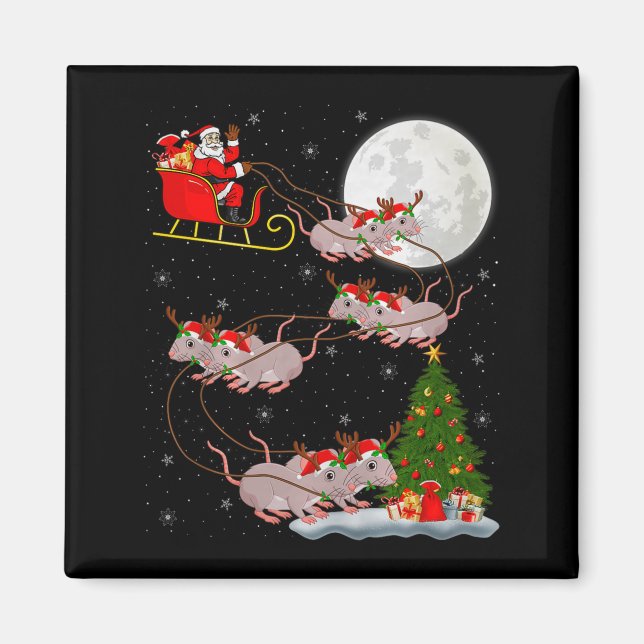 Aimant Rats Santa Sleigh Flying Funny Magical Christmas P (Devant)