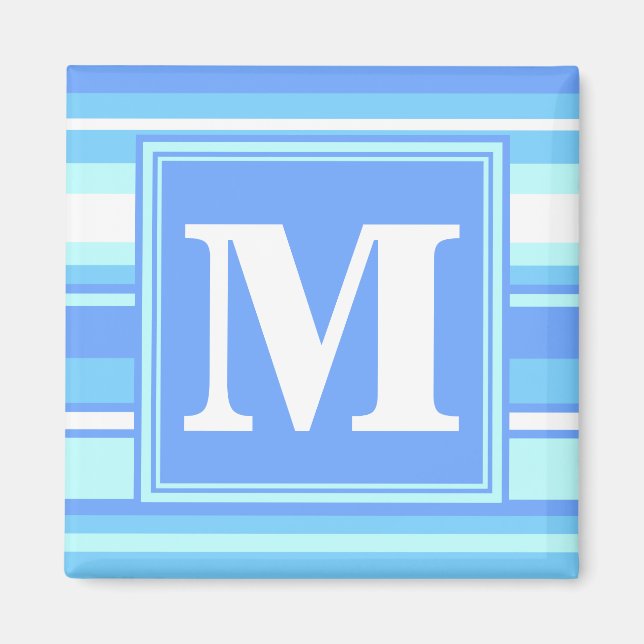 Aimant Rayures bleu ciel Monogram (Devant)