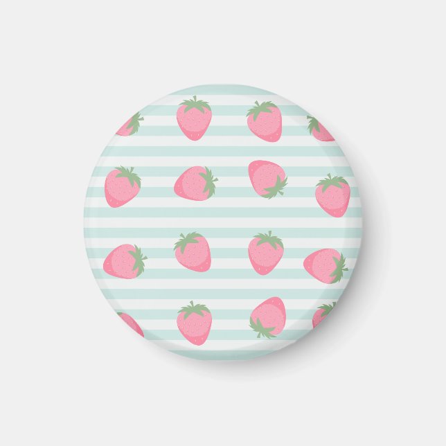 Aimant Rayures fraise rose (Devant)
