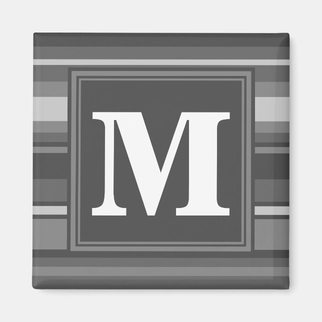Aimant Rayures grises Monogramme (Devant)