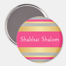 Rayures rose chaud gris or, Shabbat Shalom