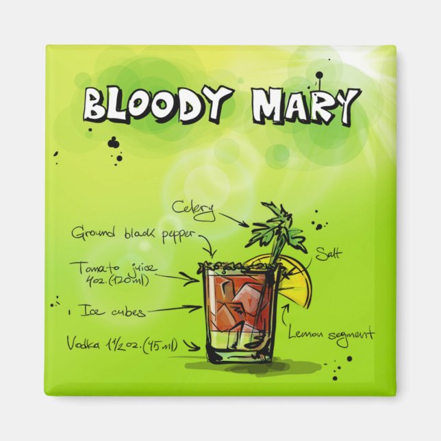 Aimant Recette Bloody Mary - Cocktail Cadeau (Devant)