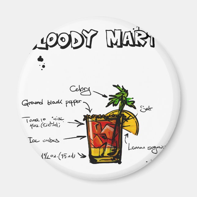 Aimant Recette Cocktail Bloody Mary (Devant)